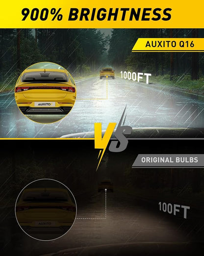 AUXITO 9012/HIR2 Bulbs, 50000LM Brightness 900％ Brighter, 6000K White, Canbus Ready Plug and Play HIR2 Halogen Fog Lamp Replacement, Pack of 2