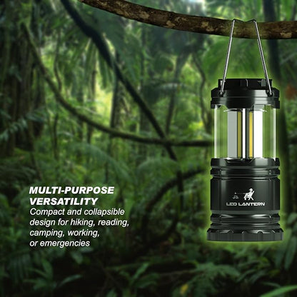 MalloMe LED Camping Lantern Flashlights 2 Pack & 4 Pack - Super Bright - 350 Lumen Portable Outdoor Lights (Black, Collapsible)