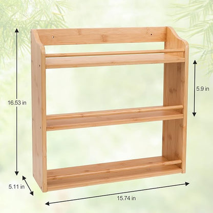 3 Tier Bamboo Spice Rack, Seasoning Jars Rack Shelf Spice Organizer