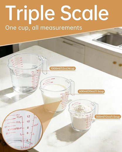 Measuring Cups, Plastic Measuring Cups Set of 3-1000ml, 300ml