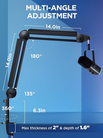InnoGear Mic Boom Arm Microphone Stand Cable Management
