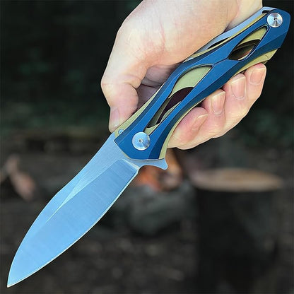 TACTICAL GEARZ Premium Stainless Steel Folding Knife, Stainless Steel Handle, D2 Steel Blade (Ronus GB)