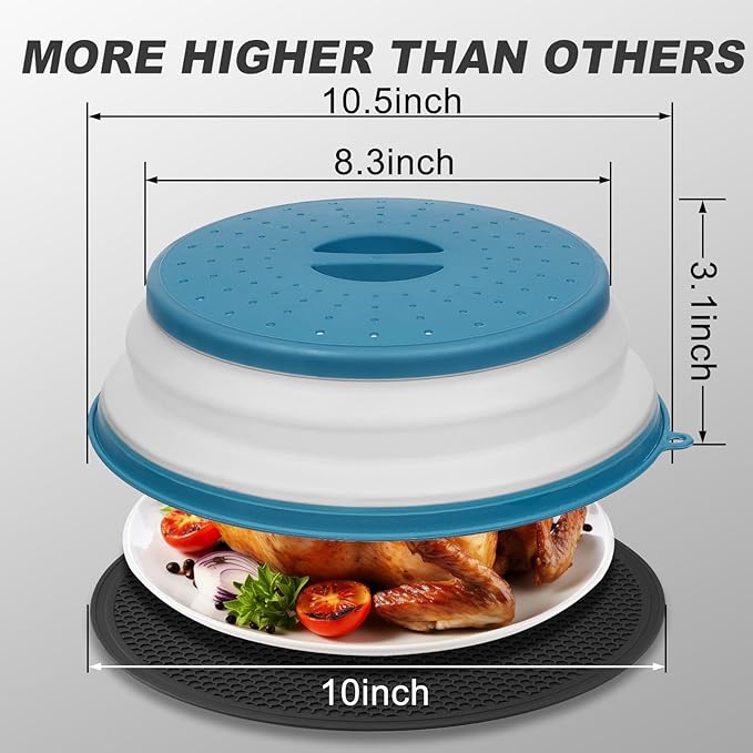 4 in 1, WENWELL Vented Collapsible Microwave Splatter Cover & Mat, Kitchen dish