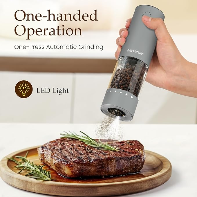 Newise Electric Salt and Pepper Grinder Set, Rechargeable
