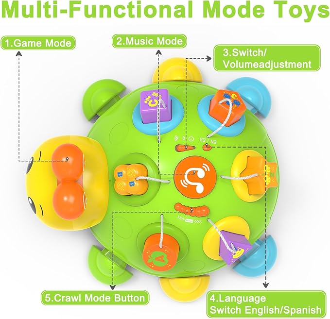Musical Ladybug Baby Toys 6-12 Months, Infant Early Educational Learning Crawling Toys for 1 Year Old Boy, Newborn First Bithday Gift Toy for 7 8 9 10 11 Months Boys Girls (Green)
