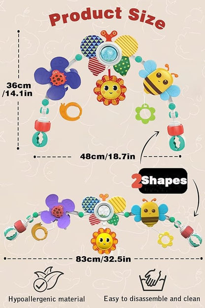 Pau1Hami1ton Baby Stroller Arch Toys, Car Seat Toys,Bouncer Toy Bar/Mobile for Bassinet,Adjustable Baby Hanging Toys Fit for Crib Bed,Stroller,Car Seat Gifts.S-19(Butterfly)