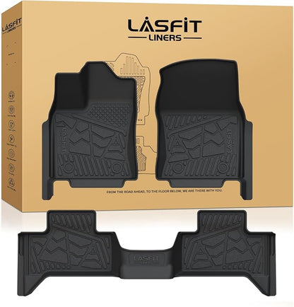 LASFIT Floor Mats for Toyota Tundra 2022-2026 Double Cab, Custom Fit All Weather Protection TPE Easy Clean Anti-Slip Floor Liners for Tundra 2022-2024 2025 2026 Front & Rear 2 Row Car Mats