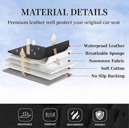 Coverado Car Seat Covers Full Set, Leather Seat Coversfor Cars, Front and Back Seat Covers, Waterproof Car Seat Protectors Car Seat Cushions Universal for Most Vehicles, Black&Redline