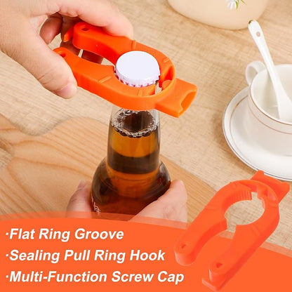 6 Pcs Water Bottle Opener Plastic Bottle Cap Opener Multi-Purpose Orange Soda