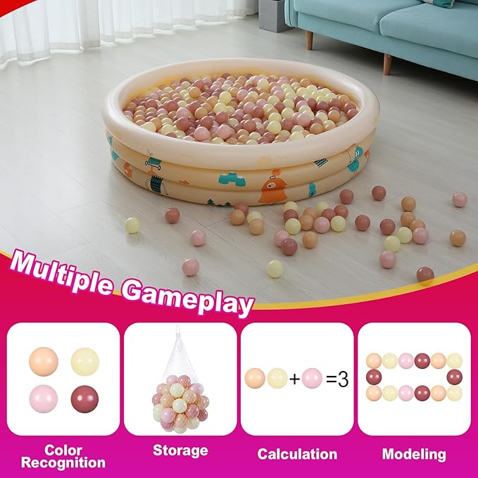 Realhaha Ball Pit Balls 50 100 200 500 Play Balls Plastic Balls for Baby Girls Toddlers Kids Play Tent Pool Playhouse Playpen Party Decoration