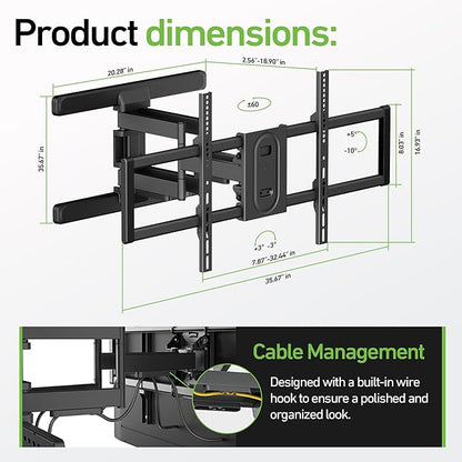 Heavy Duty Dual Arm Articulating TV Wall Mount Bracket