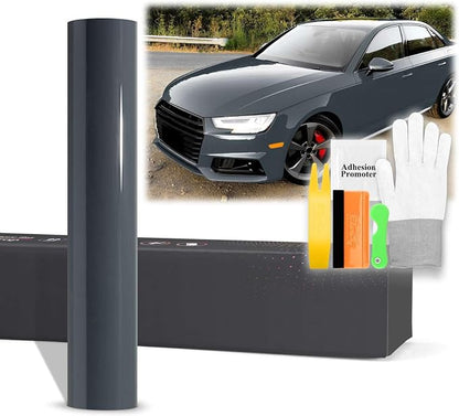 60"x360" (5FTx30FT) PPF Paint Protection Film Gloss Midnight Gray Self Healing Auto Bra Vinyl Wrap Invisible Scratches Shield Sheet DIY with Tool Kit