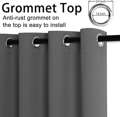 JIUZHEN Dark Grey Blackout Curtains