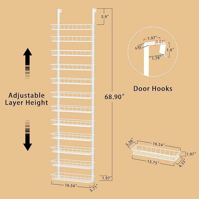 Churboro Over the Door Pantry Organizer Rack