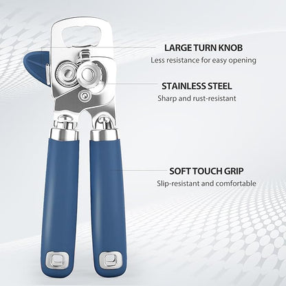 Safring Can Opener Manual, Heavy Duty Stainless Steel Smooth Edge Can Opener