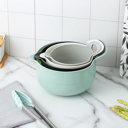 COOK WITH COLOR Nesting Plastic Mixing Bowl Set with Pour Spouts and Handles