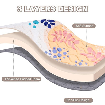Baby Play Mat for Floor 50'' x 50'', Thicken Soft Padding Playmats for Playpen, Non Slip Baby Crawling Mat Foldable, Easy Care Machine Washable, Pink