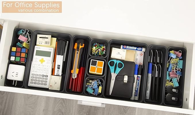Kutesna 15 PCS Interlocking Desk Drawer Organizer Separator