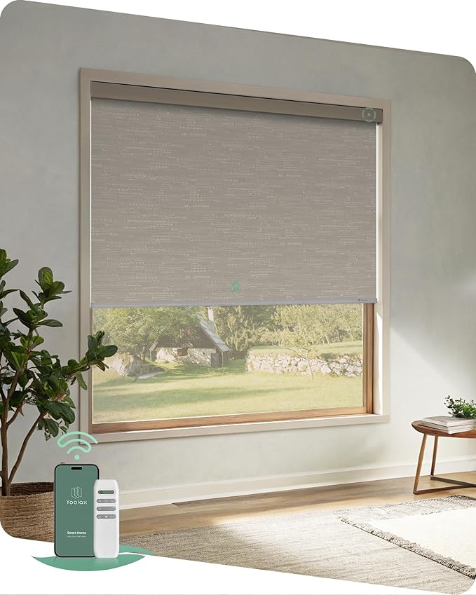 Yoolax Motorized Blinds with Remote, Automatic Roller Shades Cordless Electric