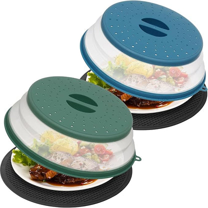4 in 1, WENWELL Vented Collapsible Microwave Splatter Cover & Mat, Kitchen dish