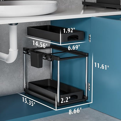 VERIFOST 2 Pack Under Sink Organizer, 2 Tier Under Sink Organizers and Storage