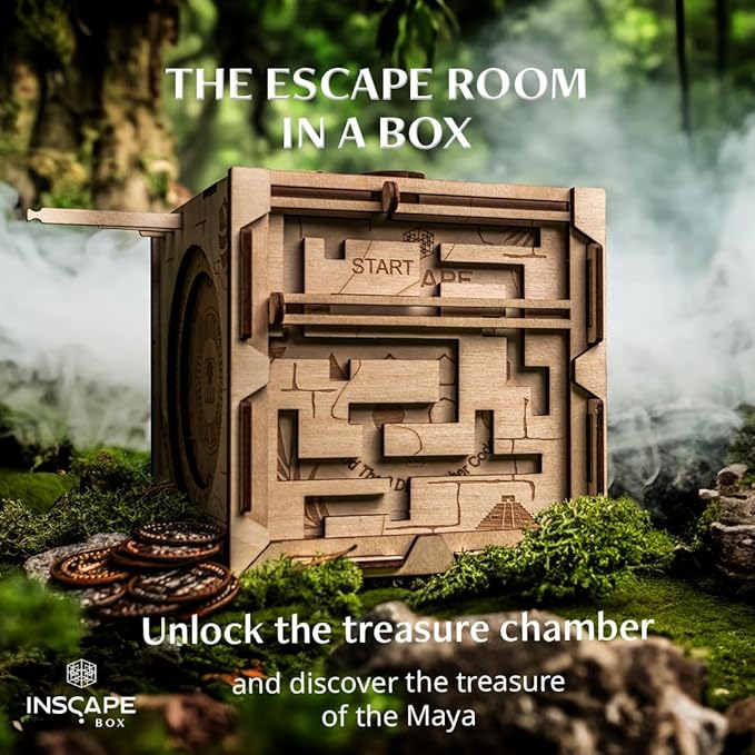 INSCAPE Maya´s Myths - Puzzle Box - Escape Room in A Box - Cluebox - Gift Puzzle Boxes for Adults with Hidden Compartments - Escape Room Puzzles Escape Room Game - Brain Teasers Puzzles for Adults