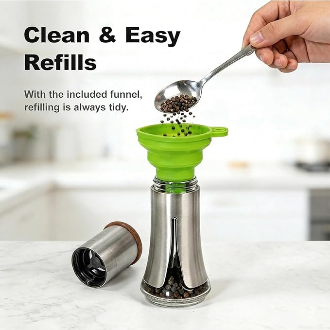 Aelga Pepper Mill - 4oz Stainless Steel Pepper Grinder Manual