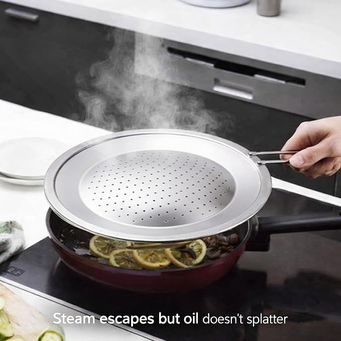 Stainless Steel Splatter Screen Lid, Oil Splash Guard