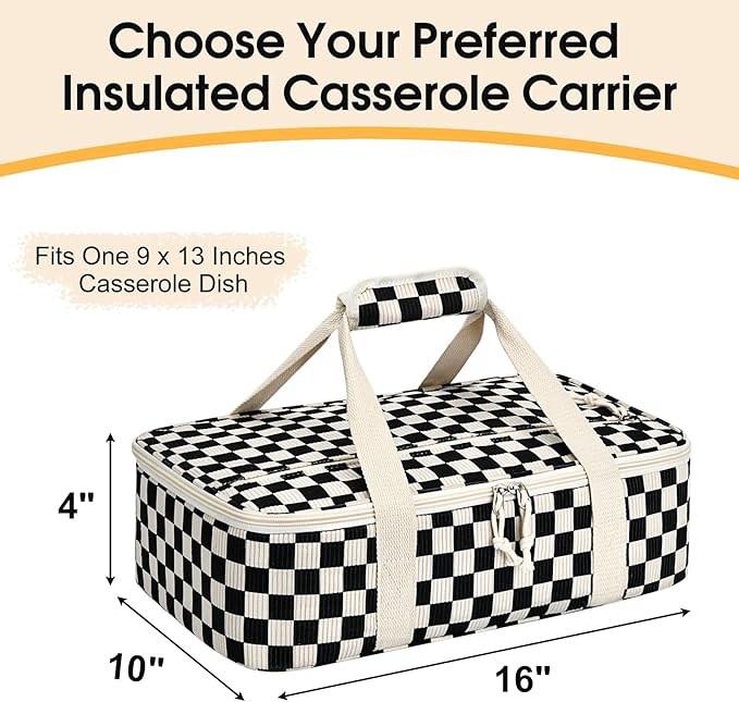 Corduroy Casserole Carrier, Insulated Lasagna Lugger