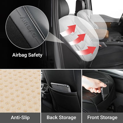 Coverland Custom Fit Car Seat Covers for SUV Compatible with [RAV4,Corolla Cross, CR‑V, Forester, CX‑9, C‑HR, Venza] Premium Waterproof Non-Slip Interior Seat Protector [Front Black - Size Chart A24]