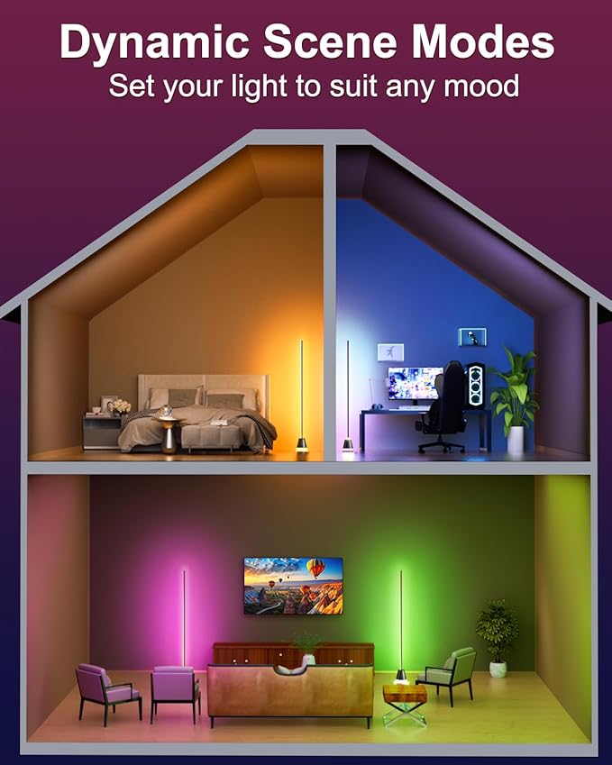 Keepsmile Smart RGB LED Corner Floor Lamp, Bright Tall Standing Lamps