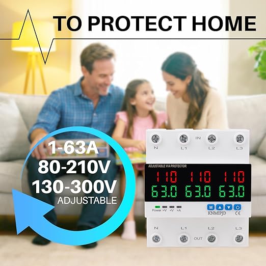 KNMIPJD Over Under Voltage Protection Device, 110V 63A Adjustable Circuit