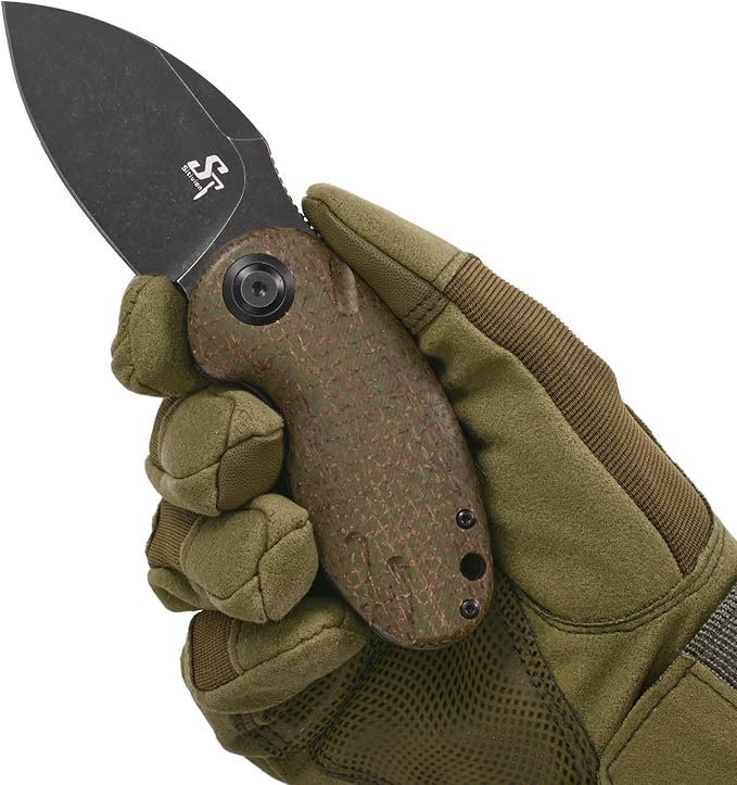 Sitivien ST153 Pocket Folding Knife,Sandvik 14C28N Black Stonewashed Blade with Micarta Handle,Chinese Zodiac Series EDC Tool Knifes Utility Knife for Camping Hunting Survival Hiking(Green) … …