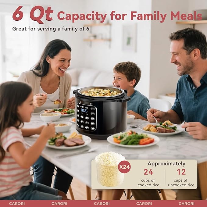 9-in-1 Electric Pressure Cooker 6 Qt, Stainless Steel Inner Pot, Programmable