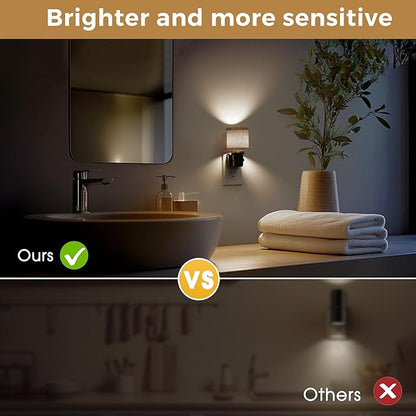 L LOHAS LED Night Lights Plug into Wall, 2 Pack Linen Fabric Cylinder Decor