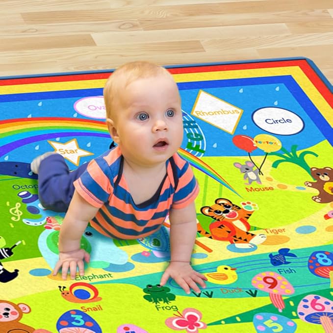 Baby Play Mat 79" X 58",Extra Large Baby Mat for Floor,Soft Plush Cushion Baby Crawling Mat,Foldable Foam ABC Playmats for Babies and Toddlers,Thicken Baby Playpen Mat Activity Mat Baby Rug