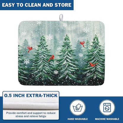 Winter Pines Tree Dish Drying Mats
