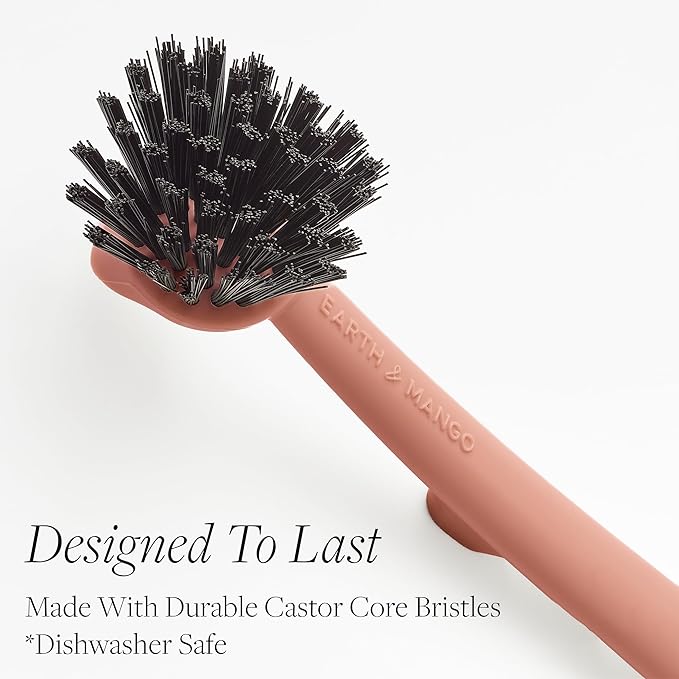 Earth & Mango Magnetic Dish Brush & Scraper, Snaps to Sink, Non-Scratch