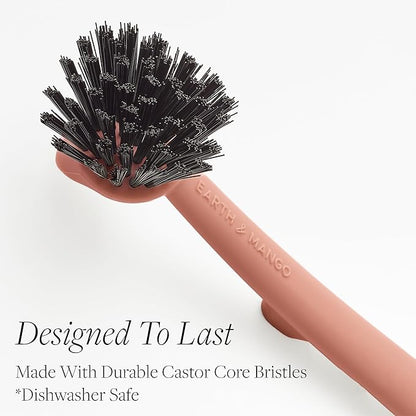 Earth & Mango Magnetic Dish Brush & Scraper, Snaps to Sink, Non-Scratch