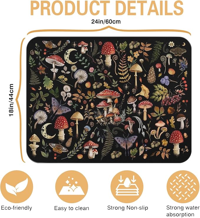 Kitchen Countertop Dish Drying Mat, Super Absorbent Coffee Bar Mat