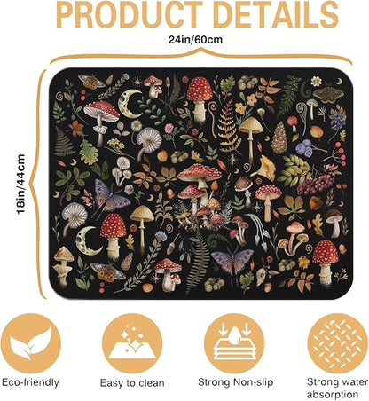 Kitchen Countertop Dish Drying Mat, Super Absorbent Coffee Bar Mat