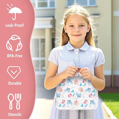 Chill Lunch Box Kids, Leak Proof Adult Bento Box with Ice Pack, 6 Compartment Lunch Container with Utensils for Girl Boy Back to School, 5.5-Cup Capacity, Dishwasher Safe, BPA Free