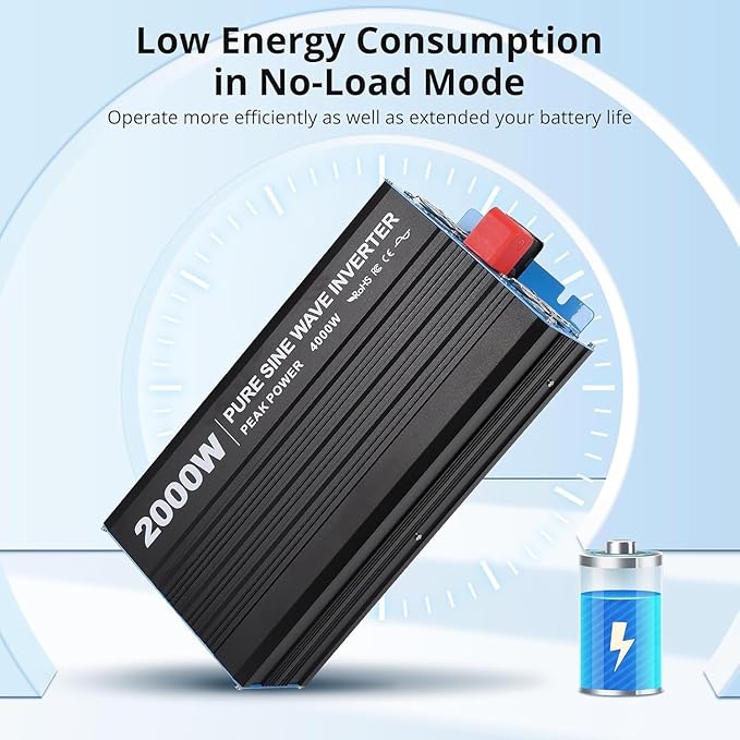 2000W Pure Sine Wave Inverter, 1 USB Port 5v/2.1a, LCD Display&Remote Controller