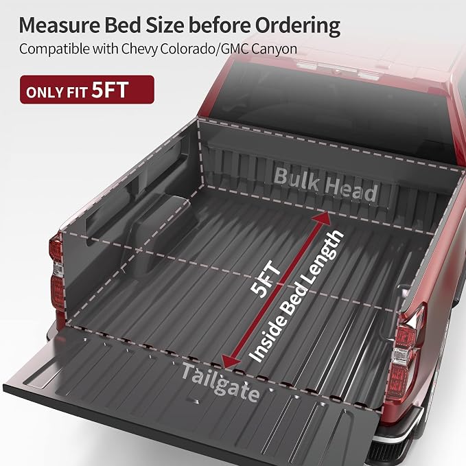 oEdRo Soft Tri-Fold Truck Bed Tonneau Cover Compatible with 2015-2026 Chevy Colorado/GMC Canyon with 5.2 ft Bed