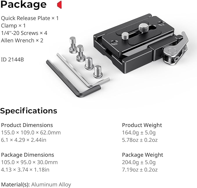 SMALLRIG Universal Quick Release Mount Plate Kit