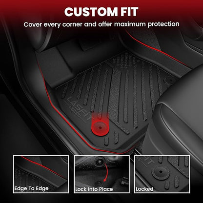 LASFIT Floor Mats for Toyota Tacoma 2008-2011(Access Cab Auto Tran) (Not Fit Second Row Without Center Storage Box) All Weather Custom Fit Floor Liners for Tacoma TPE Mats Front&Rear 2 Row Car Mats