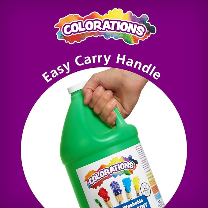 Colorations Paraben-Free Washable Tempera Paint for Kids - 1 Gallon Value Size. Vibrant Green. Non-Toxic and Made in The USA