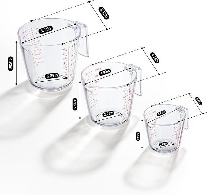 Measuring Cups, Plastic Measuring Cups Set of 3-1000ml, 300ml