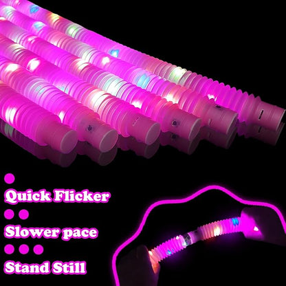 12 PCS Pink Glow Sticks Party Favors for Kids,LED Light up Pop Tubes for Toddlers,Neon Necklaces Bracelets Accessories,Glow Birthday Dance Wedding Camping Halloween Party Supplies Decorations