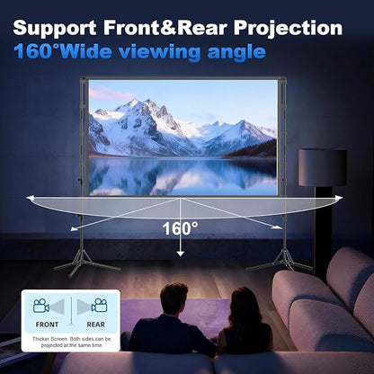 Projector Screen and Stand, GAINVANE 120 inch Portable Projector Screen Indoor